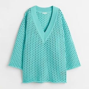 Knit light turquoise dress
